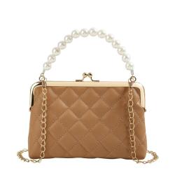 2024 Ladies Pearl Embroidered Tote Handbag Fashionable Portable Bag with Single Strap and Chain Decoration Wholesale Ling