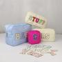 Keymay Rts Stock 21 Colors S M L Xl Bridesmaid Gift Diy Chenille Letter Patches Makeup Bag Organizer Cosmetic Bag Nylon Pouch