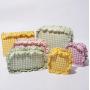 New series Plaid candy nylon lotus leaf edge cosmetic bag frills chequer gingham make up bag colorful ruffle bag