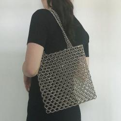 Factory Hollowed Out Handmade Acrylic Beaded Bag Women'S New Portable Shoulder Bag Simple Imitation Pearl Clutch Purse