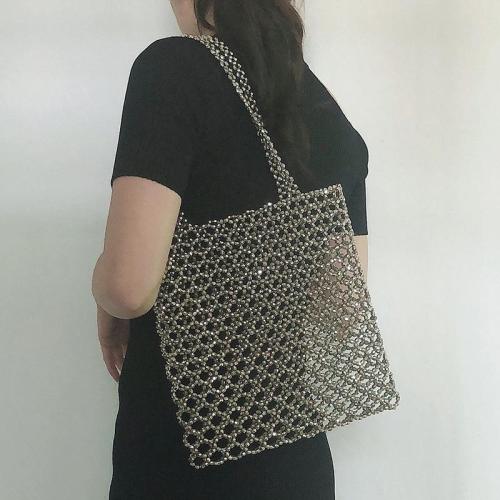 Factory Hollowed Out Handmade Acrylic Beaded Bag Women'S New Portable Shoulder Bag Simple Imitation Pearl Clutch Purse