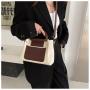ZR628 Women's Bags PU Fashion Girl Retro Small Patchwork Color Square Bag Simple Zipper Shoulder Crossbody Bag Female Handbag