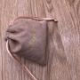 Gold Hot Stamping Logo Khaki Faux Suede Drawstring Pouch