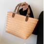 2023 Fashionable Summer Women's Bag New Style Winding Flow Weaving Large Capacity Bucket Bag Simple Straw Woven Women's Handbag