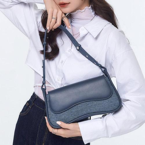 2024 New Trend Shoulder Bag Denim Leather Handbags Ladies Purse Armpit Bag For Women