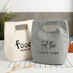 Reusable Insulated Canvas Food Thermal Lunch Bag Custom Insulated Cooler Tote Bag