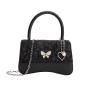 2024 Custom Butterfly Logo Lovely Metal Heart Pearl Tag Bags Handbag With Wrinkle Fabric
