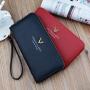 ZR811 Women's Wallet Long Handbag PU Single Zipper Deer Coins Wallet Purse Stylish Contrast Color Mobile Phone Bag Card Holder