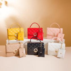 New Female Cross Border Fresh Pure Color Bag Checked Chain Single Shoulder Crossbody Bag Fashional Women's Small Bag Pendant