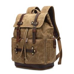 2023 hot sale Fashion Waxed Canvas men's backpack waterproof college student bookbag outdoor travel bag laptop backpack for men