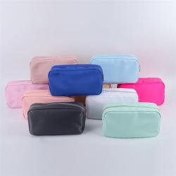 Keymay Multi-color Personalized Self-Adhensive Varsity Letter Patches Pouch Bag Cosmetic Nylon Cosmetic Bag Makeup Travel Bag