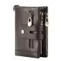 ZF203 Explosion RFID Anti-theft Brush Wallet Vertical Head Layer Oil Wax Cowhide Double Zip Men Leather Money Clip