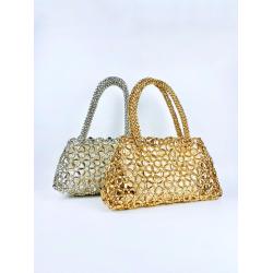 Fashionable and personalized beaded string woven hollow and versatile handbag carteras para mujer 	 sac a main