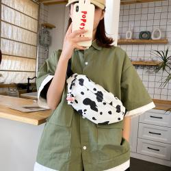 Trendy Fashion Cow Color Sports Student Shoulder Messenger Bag Custom Canvas Waist Bag