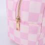 Keymay Custom Checkered All Over Printing Preppy Makeup Bag BEAUTY STUFF XO Letters Nylon Bag For Women Big Makeup Bags