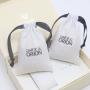 Custom Logo Printing Cotton Linen Drawstring Pouch Small White Muslin Cotton Cosmetic Gift Jewelry Packaging Bag