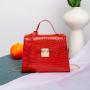 Crocodile Pattern  Bag 2022 New Fashion Simple Handbag Korean Retro Fashion Pu One Shoulder Small Square Bag