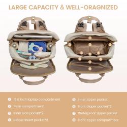 LOVEVOOK Baby Bag with Changing Pad Baby Registry Bag for Mom Dad with Stroller Buckles Large Waterproof Diaper Bag Backpack