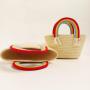 Custom 2024 Handmade Woven Straw Beach Bag For Summer Women With Colorful Handle Design