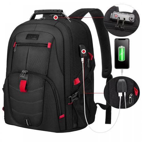 Large Capacity Waterproof Anti Theft 15.6 17 18 inch Laptop Backpacks with Lock and USB Port Travel Backpack Bags for Men Women