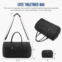 LOVEVOOK 2pcs Weekender Overnight Holdall Gym Duffel Luggage Bag with Toiletry Pouch & Shoe Compartment Travel Duffle Bag Unisex