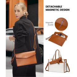 LOVEVOOK classic elegant 15.6 Vintage Leather Tote Bag for ladies office computer Briefcase large shoulder women laptop handbags