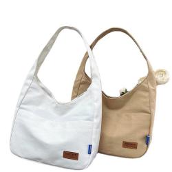 HR273 INS Solid Color Simple Underarm Bag Girls' Canvas Design Sense Handbag Student Class Daily Pairing One Shoulder Tote Bag
