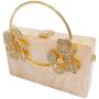 2024 Acrylic Evening Bag for Woman Small Square Clutches Wedding Evening Purse Diamond Flower Hander Luxury Designer Handbag