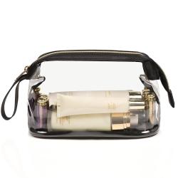 Gelory High Quality Travel Clear Makeup Bag Customized Logo Transparent Plastic PVC Zipper Cosmetic Toiletry Bag Waterproof