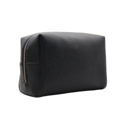 Wholesale cosmetic bags luxury soft leather travel make up bag with custom logo