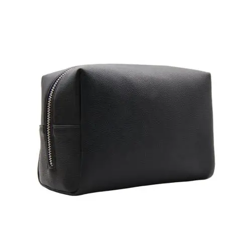 Wholesale cosmetic bags luxury soft leather travel make up bag with custom logo