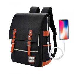Custom Lightweight Retro Outdoor Large Capacity Travel Backpack School Bag Business Notebook Backpack with USB Port