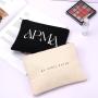 Small Eco-Friendly Custom Logo Printing Zipper Canvas Cosmetic Bag Plain Natural Black Cotton Canvas Makeup Pouch