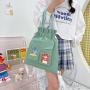 Custom Logo Wholesale Organic Cotton Canvas Bag Cute Cartoon Bundle Backpack Portable Student Shopping Bag