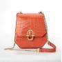 Fashion Metal Chain Mini Bag Geometry Design Genuine Leather Cross body Bag Crocodile Pattern Handbag Shoulder bag For Ladies