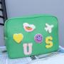 Fashion Stock Multi Color Custom Logo Letter Patches Large Capacity Nylon Waterproof Travel Zipper Pouch