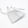 Custom Emboss Logo Gray Faux Leather Travel Cosmetic Dust Pouch High End Drawstring Pu Leather Gift Makeup Cosmetic Bag