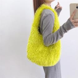 New Plush Shoulder Bag Faux Fur Hobo Bag Large Capacity Marshmallow Macaroon Color Handbag Fashion Bags