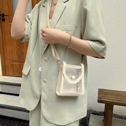 Custom PVC Transparent Window Women's Bag Zipper Single Shoulder Tote Bag Niche Design Logo