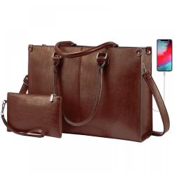 LOVEVOOK High Quality Designer Custom Vintage Classic Office Work Ladies Handbags Leather Fashion Women Tote laptop Bag with usb