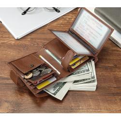 Factory Retro Man Short Trifold Wallet Slim genuine leather wallet for men credit card holder multi-function wallet wholesale
