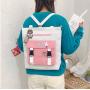 New Fashion Unisex Canvas Bag Custom Ins Large Capacity Double Shoulder Cross Body Bag Zipper Simple Constracting Color Backpack