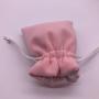 Pink Velvet Drawstring Bag With Satin Lining