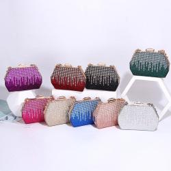 2024 rhinestone chain shoulder bag handbags silvery fashion purses ladies crossbody bags box evening clutch bag