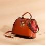 New Leather Handbags Messenger Bag Retro Simple Contrast Color Handbag Leather Doctor Bags