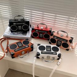 Custom Tote bag Radio shape PU niche design portable decorative zipper single shoulder chain plus logo