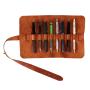 Handmade Vintage Genuine Leather Pencils Wrap Roll up Pen Pencil Holder Case Organizer Bag
