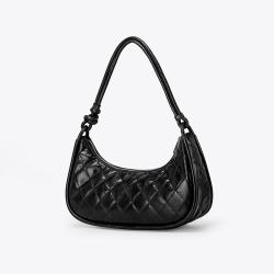 2023  Simple New Design Fashion PU Leather Handbags Diamond Lattice Pattern Small Half Moon Shoulder Bags For Women