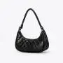 2023  Simple New Design Fashion PU Leather Handbags Diamond Lattice Pattern Small Half Moon Shoulder Bags For Women