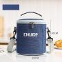 Customized Round Insulated Thermal Food Carry Bag Cooler Lunch Box Bag with Shoulder Strap